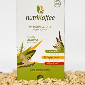 ⁠Infusión de café verde con limoncillo, betaglucanos y vitamina C. Display x 20 sobres.