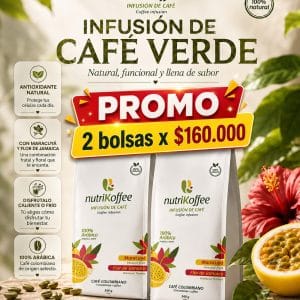 Promoción 2 bolsas: ⁠Infusión de café verde con flor de Jamaica y maracuyá x 340 g.